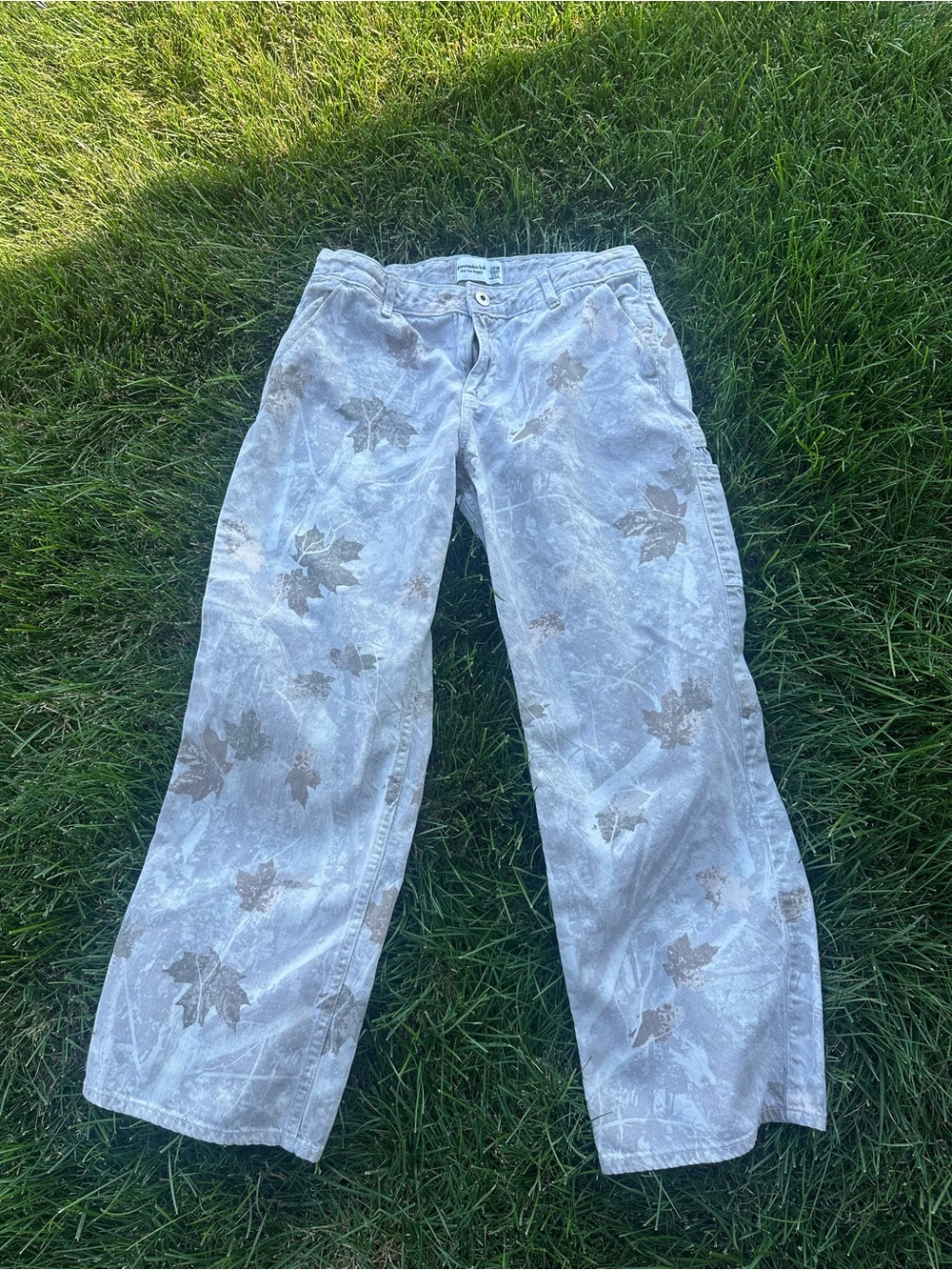 Kids Light Gray Wide-Leg Jeans camo print